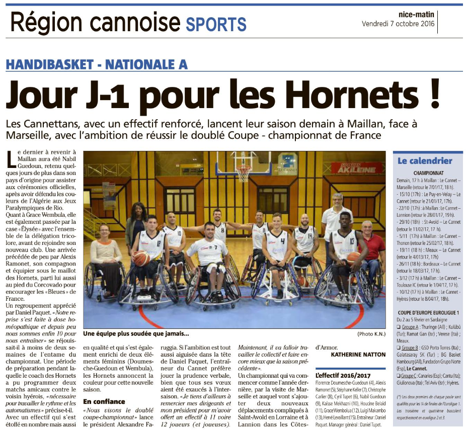 Articles De Presse Hornets Le Cannet Cote D Azur